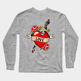 Love Heart - Tattoo Style Long Sleeve T-Shirt